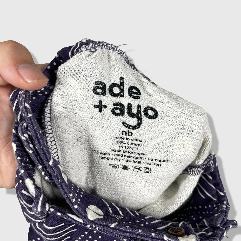 ade + ayo Jumpsuit Kids NB Purple Geometric Boho African Print‎ Romper